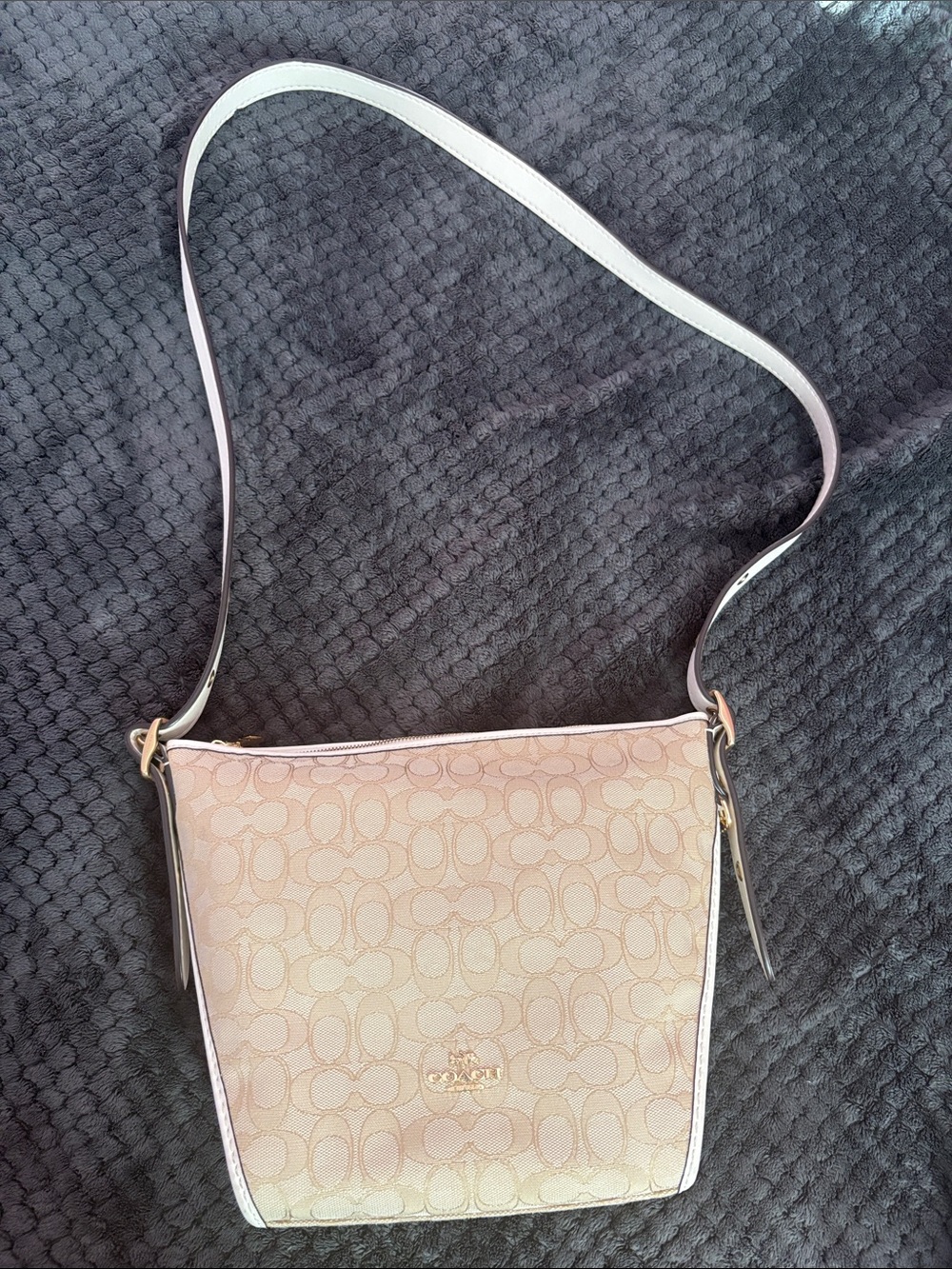 Coach Pink Signature Jacquard Crossbody Bag